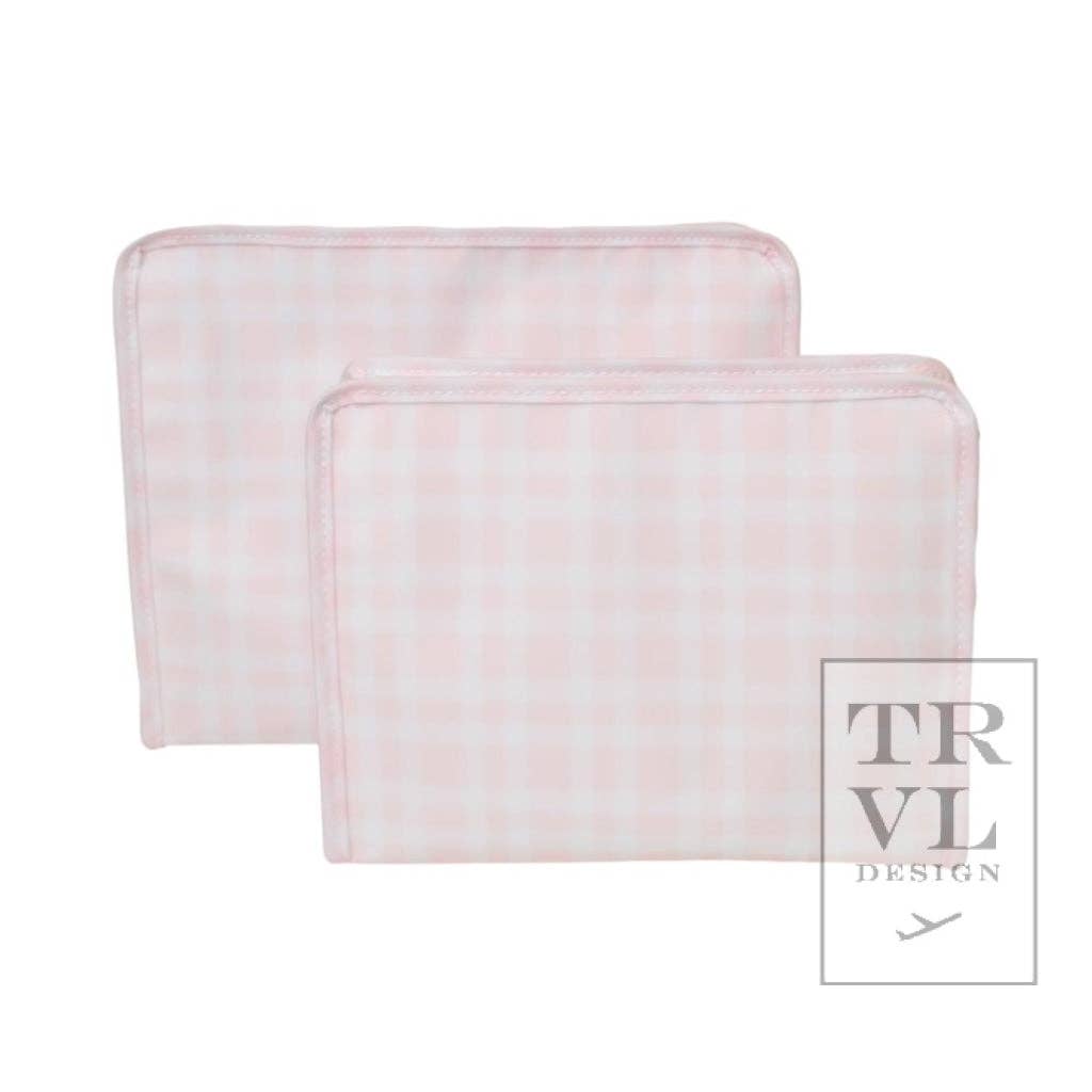 Roadie Large - Pimlico Plaid Pink Zip Pouch