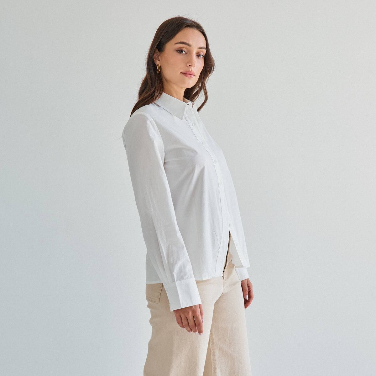 Split front button down shirt