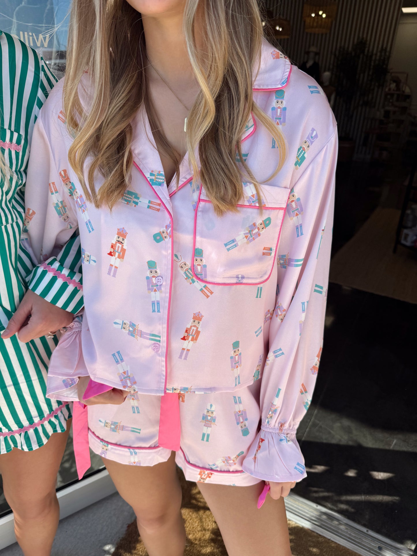 TOY SOLDIER & BOW CHRISTMAS PRINTED SATIN set