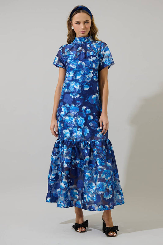 Abay Floral Dime Organza Maxi Dress