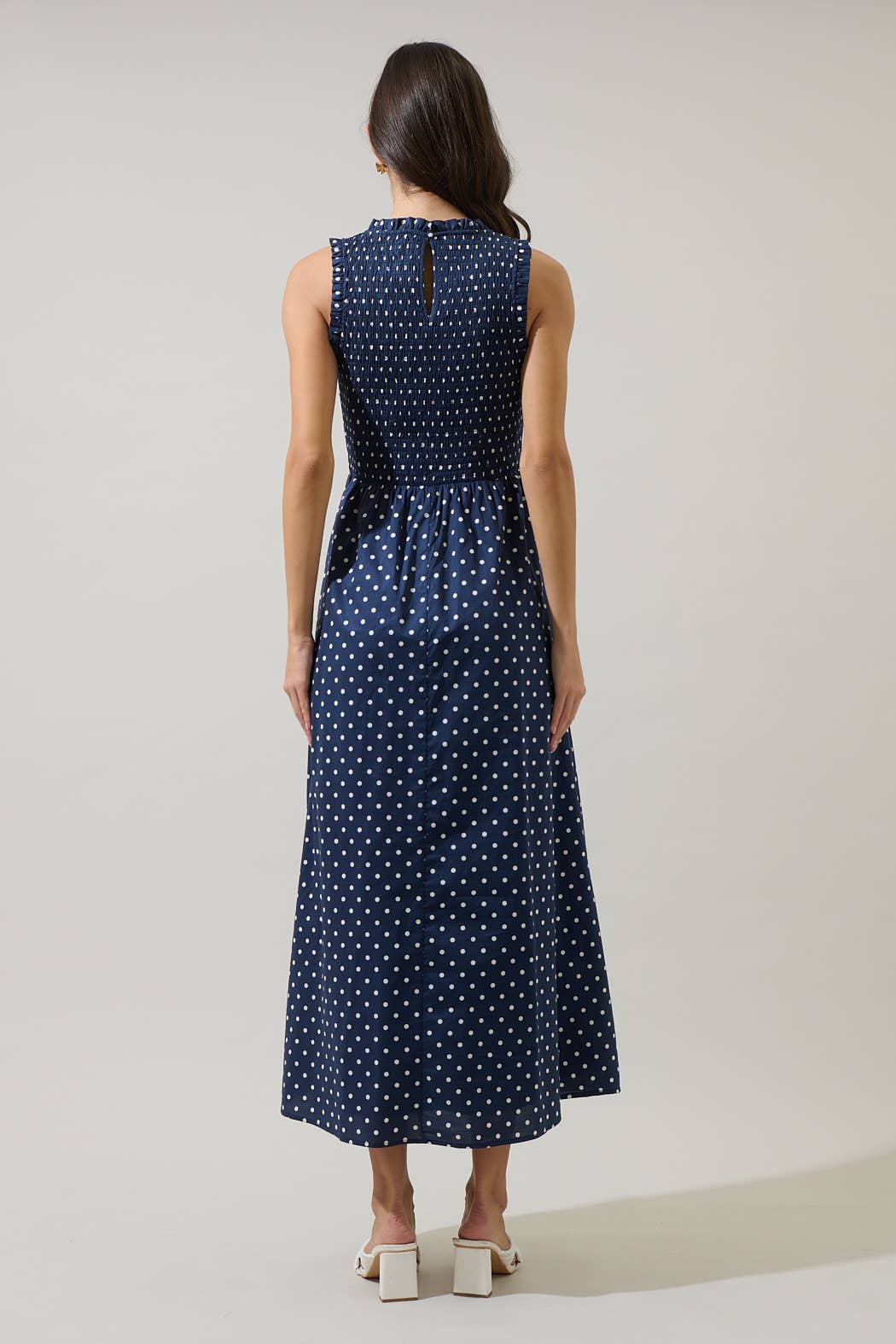 Ivany Polka Dot Cecil Smocked Midi Dress