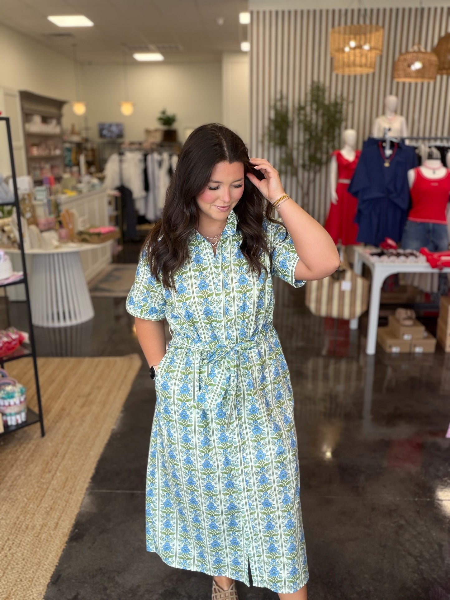 blue floral gala dress