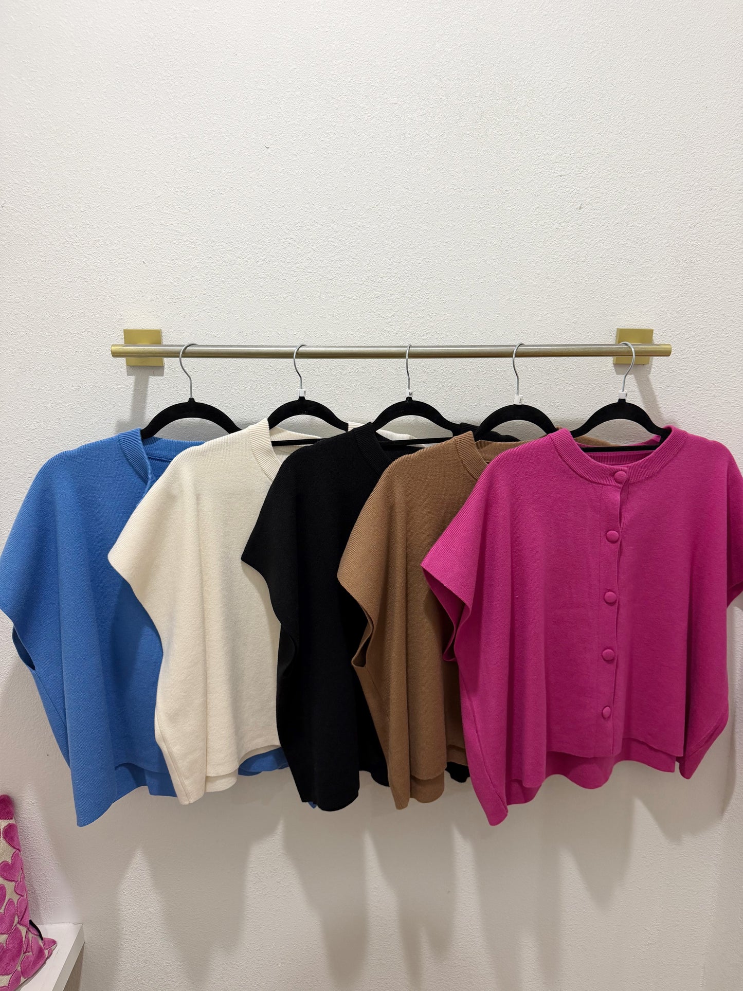 Button Cap Sleeve Sweater (multiple colors)