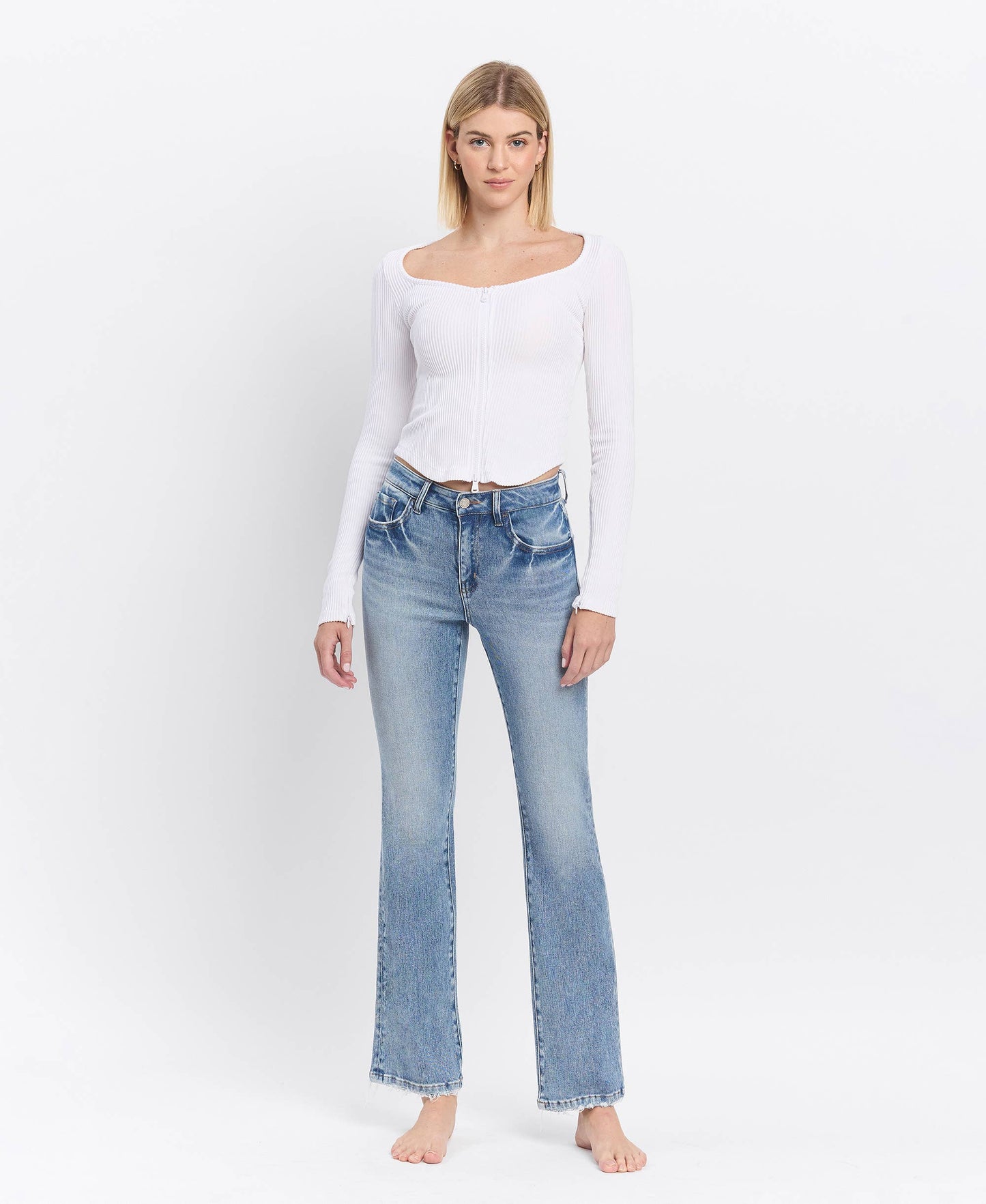 HIGH RISE FULL LENGTH BOOTCUT JEANS  Glamour