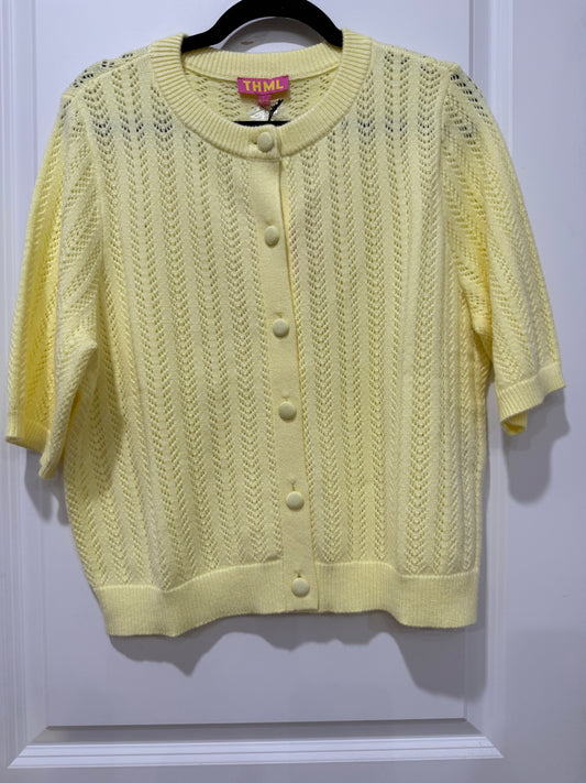 yellow knit cardigan sweater