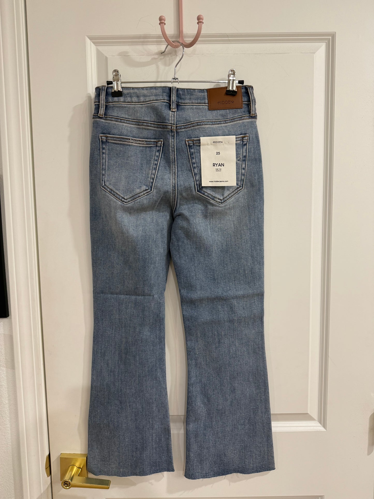 Medium Wash Mid Rise Petite Dad Jean (Logan)- Hidden
