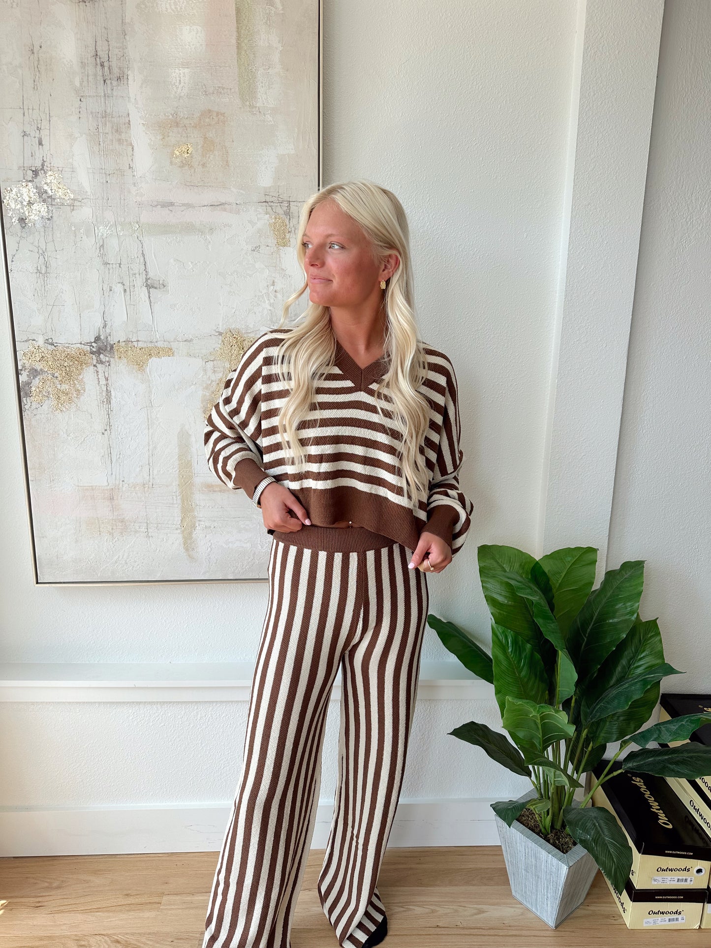 Striped knit pant set