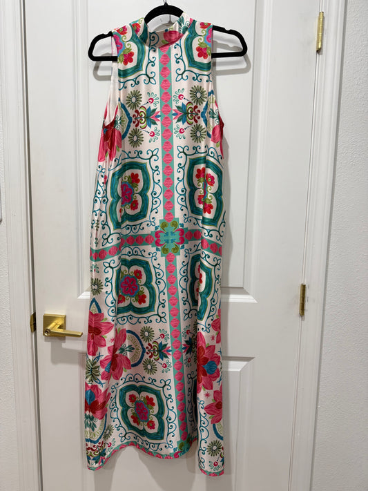 satin beachy printed maxi dress