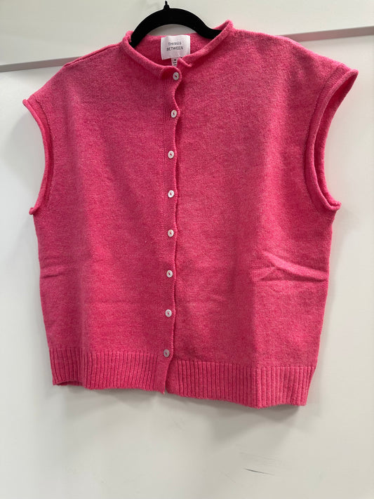 bubblegum pink sweater vest cardigan