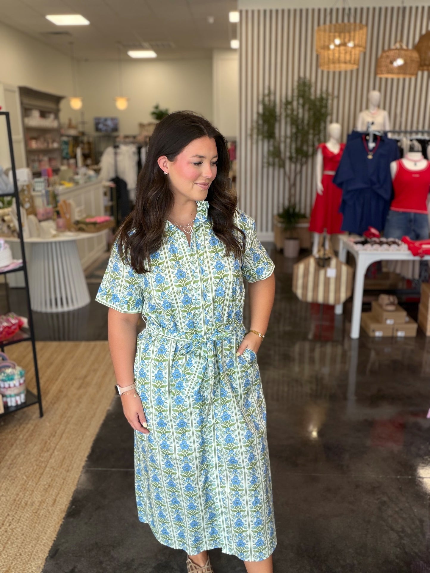 blue floral gala dress