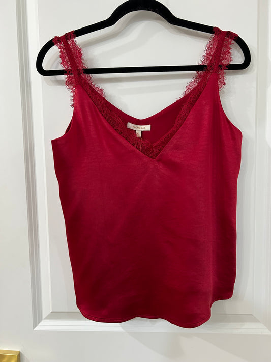 Lace trim cami - red