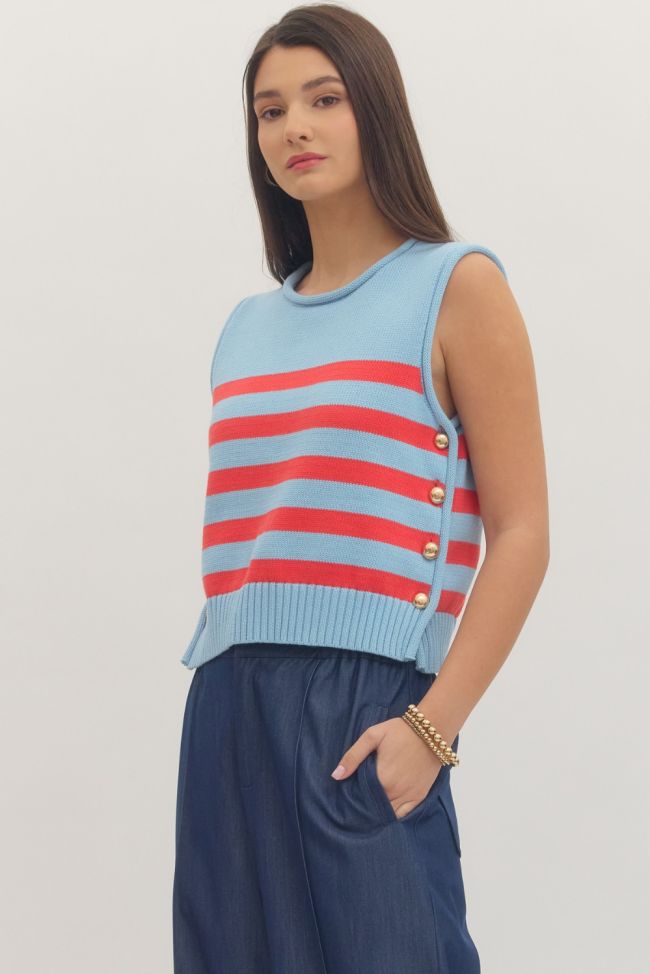 Blue stripe sweater top
