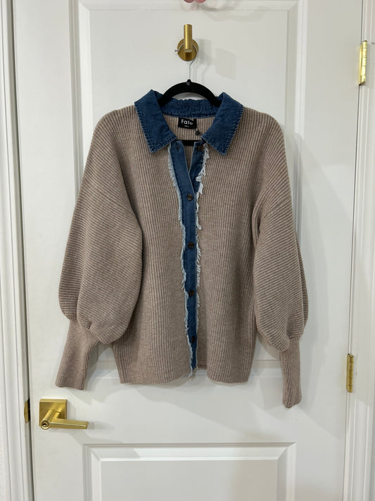 light mocha denim contrast sweater