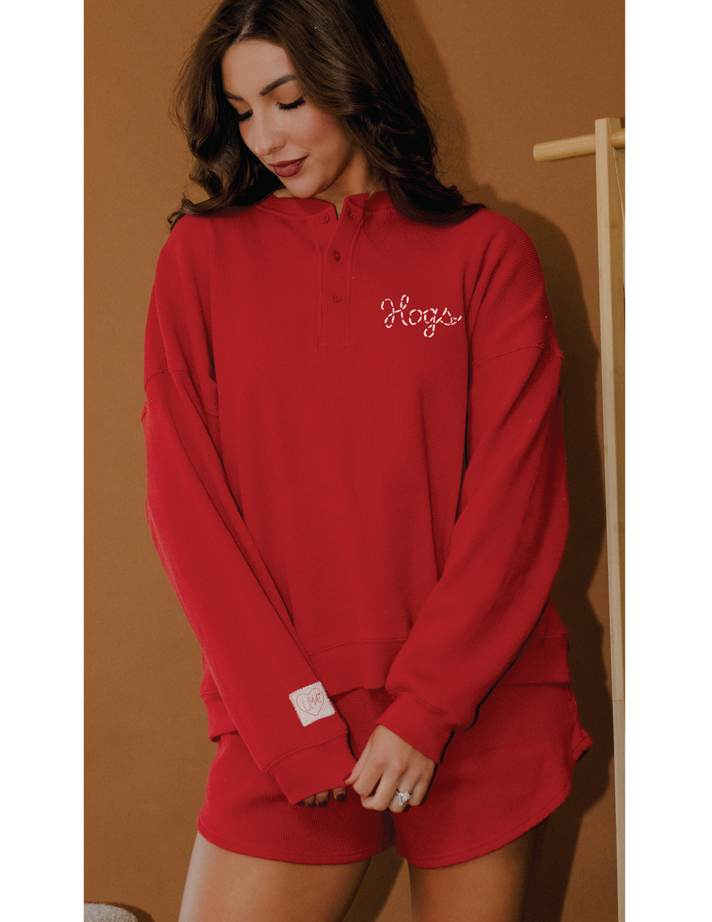Arkansas Razorbacks Stitched Red Signature Waffle Top