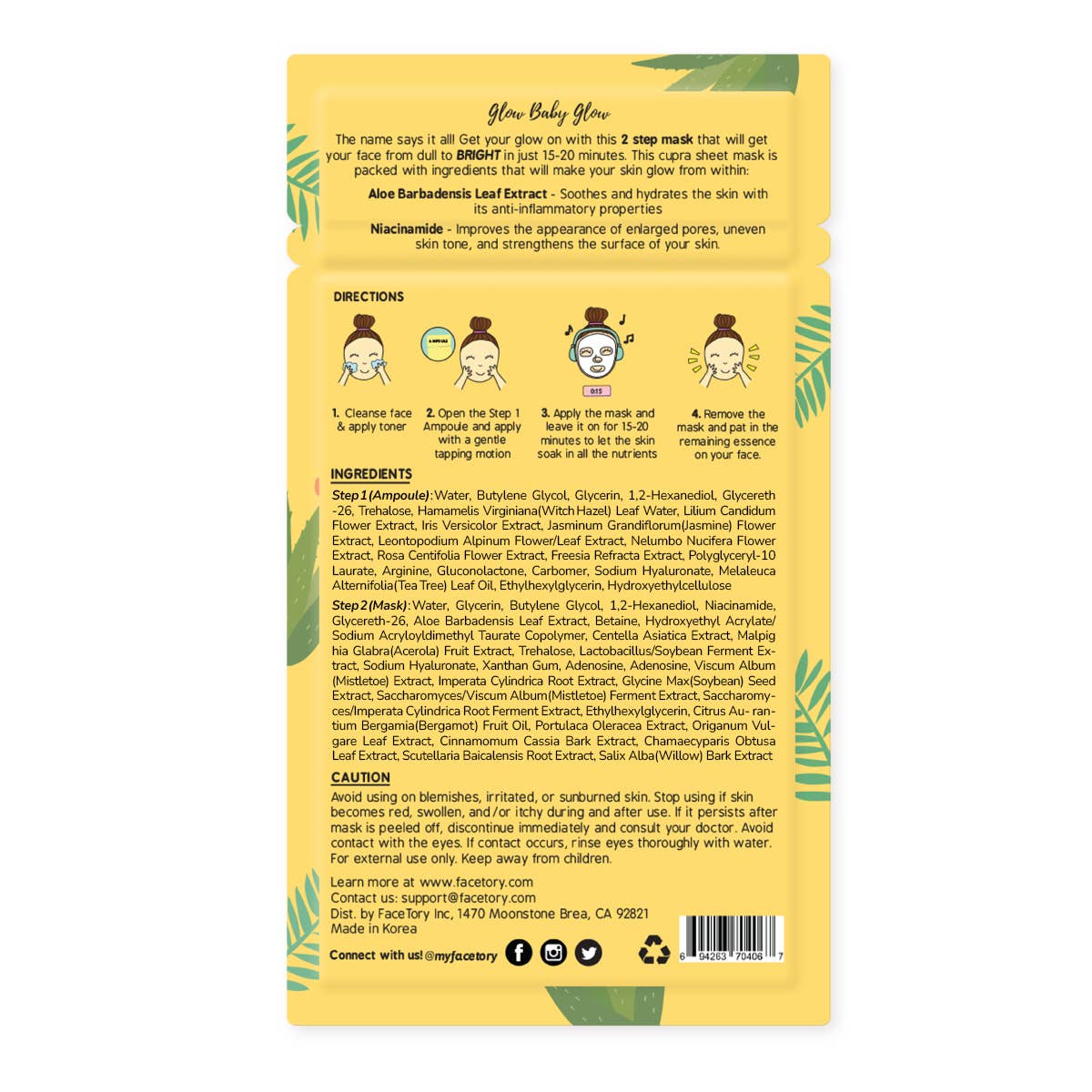 Face Mask - K-Beauty - 2-Step Brightening - Glow Baby Glow