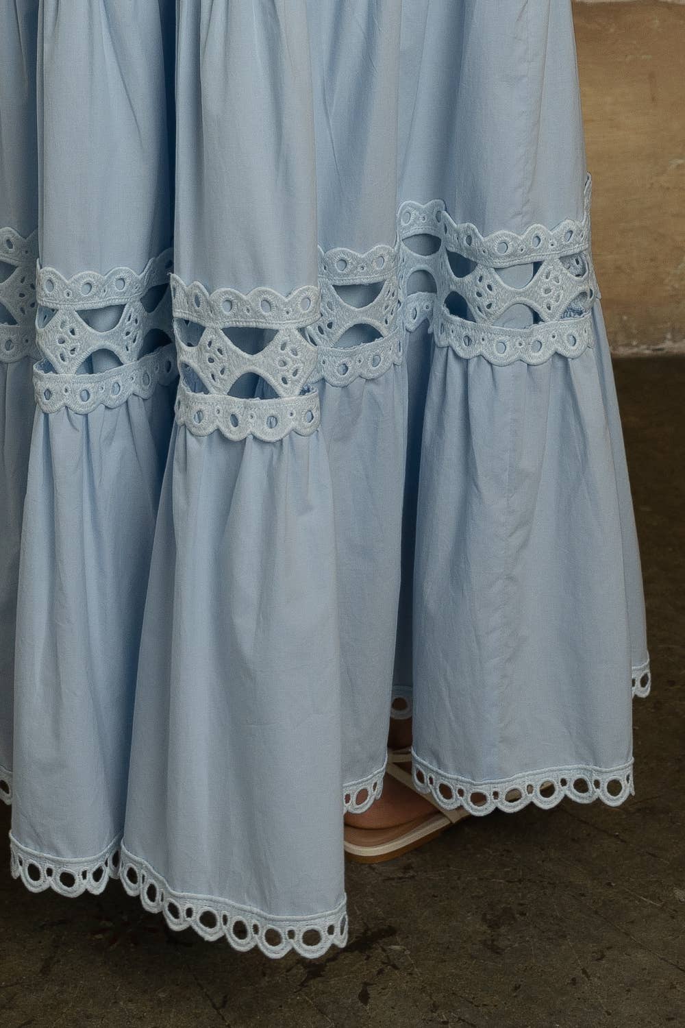 Tiered Maxi Skirt with Eyelet Detailing