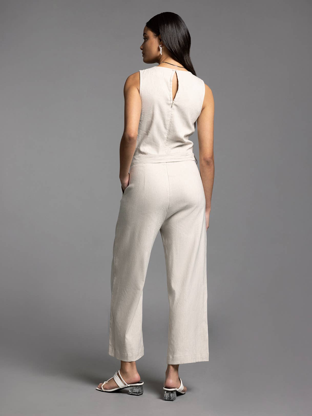 Tie Waist Sleeveless Jumpsuit - UPTOWN JUMPSUIT