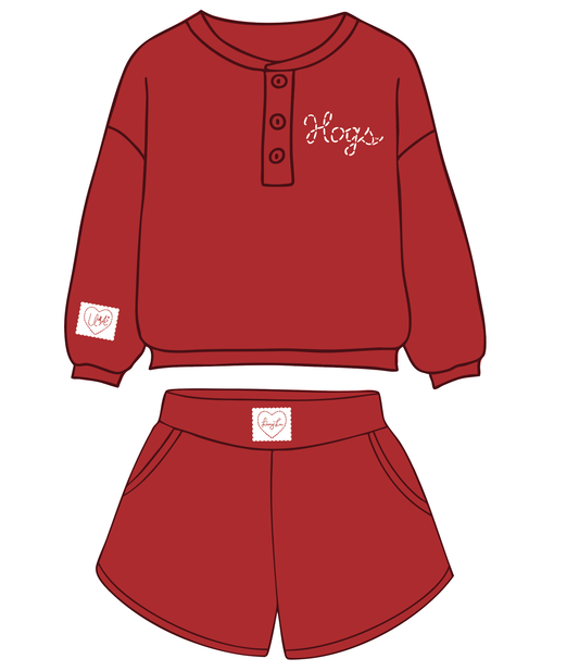 Arkansas Razorbacks Stitched Red Signature Waffle Top