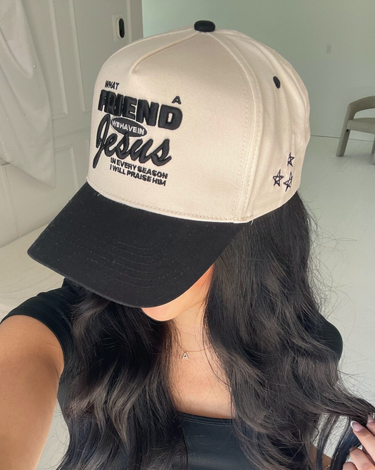 Friend in Jesus - Black Vintage Trucker Hat