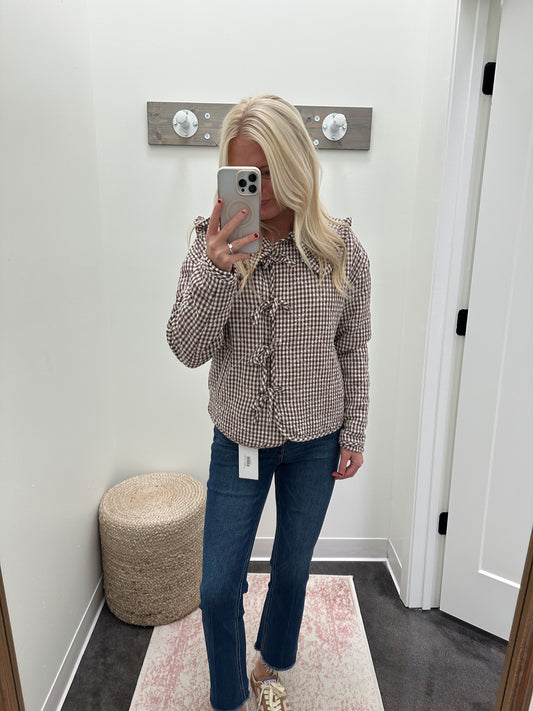 GINGHAM CHECK COLLAR JACKET - Karlie