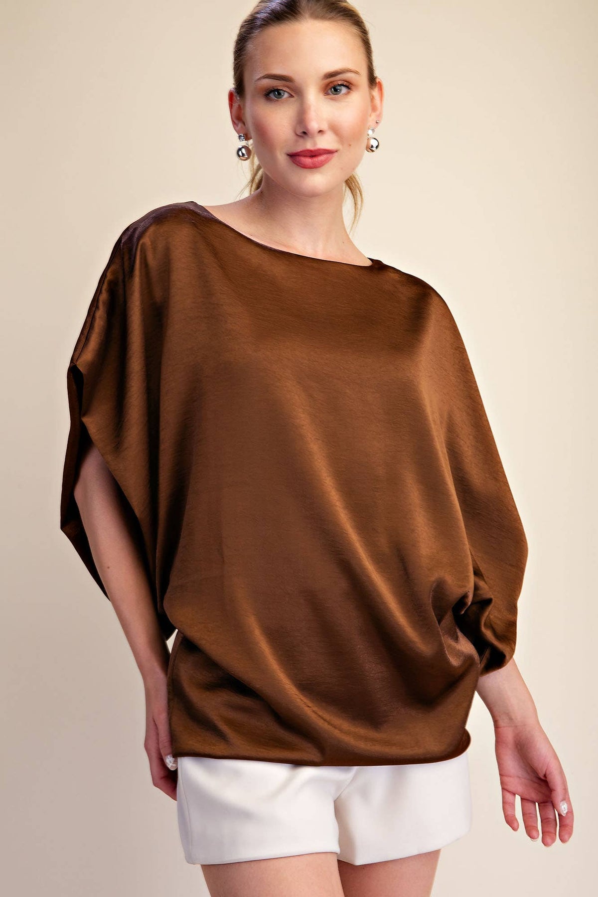 Drop Shoulder Flowy Wide Sleeve Oversized Top