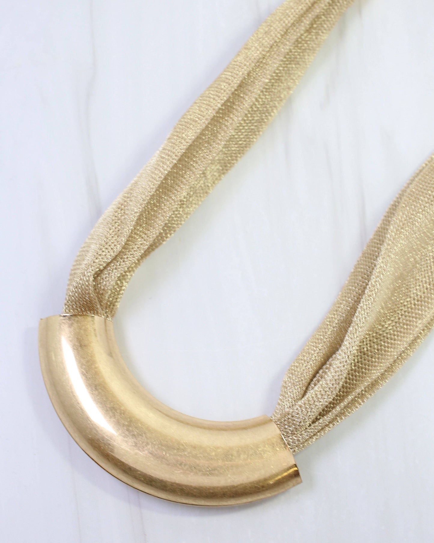Albert Mesh Necklace with Bar Gold