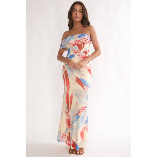FLORAL OFF SHOULDER MAXI DRESS