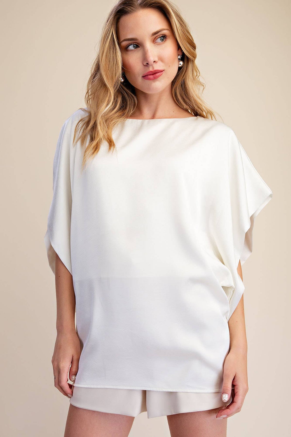 Drop Shoulder Flowy Wide Sleeve Oversized Top