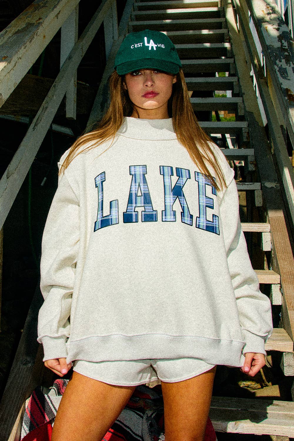 'LAKE & MOUNTAIN' Mock-neck Sweatshirt