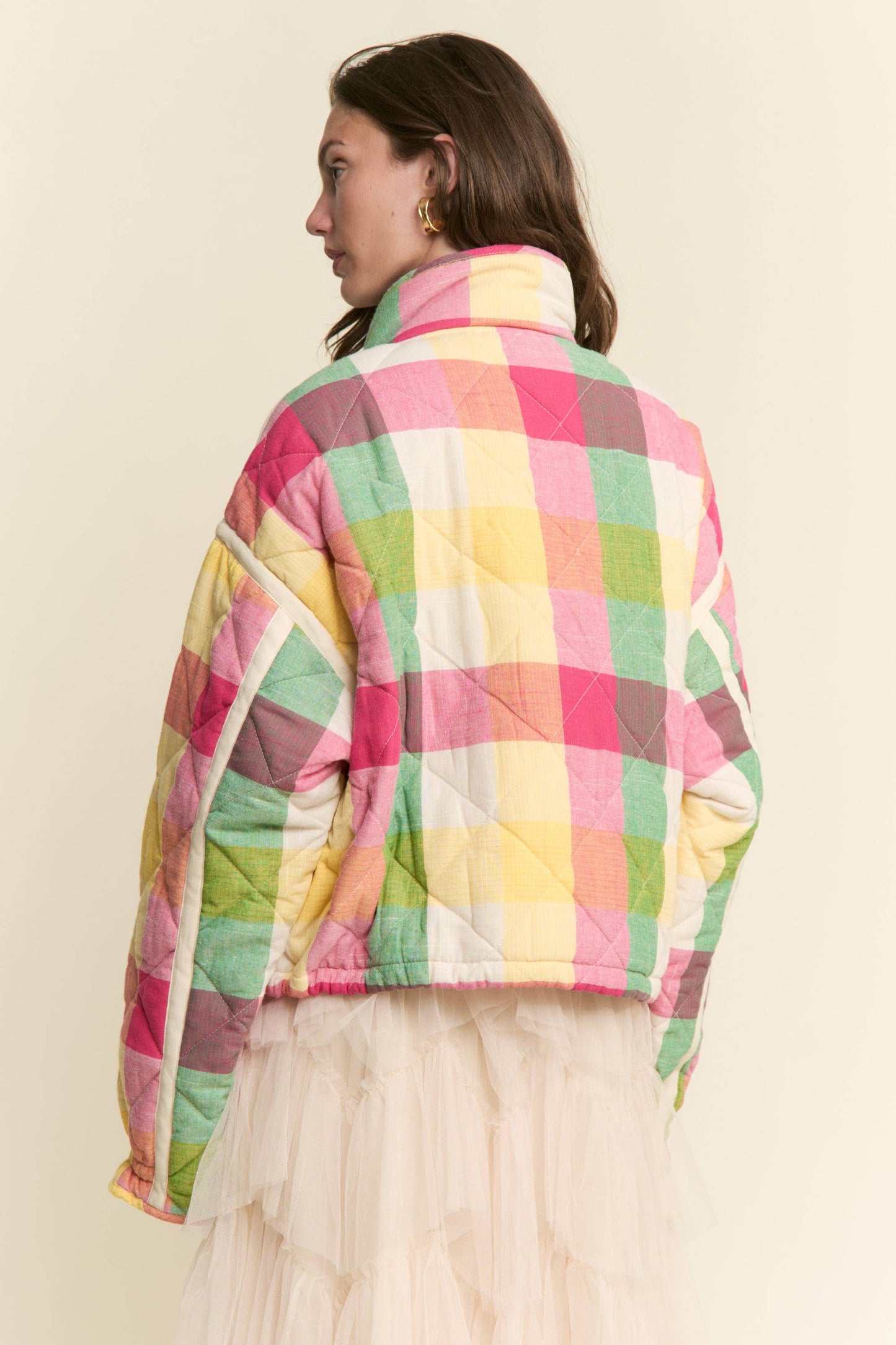 Multi-color Plaid Zipper Jacket