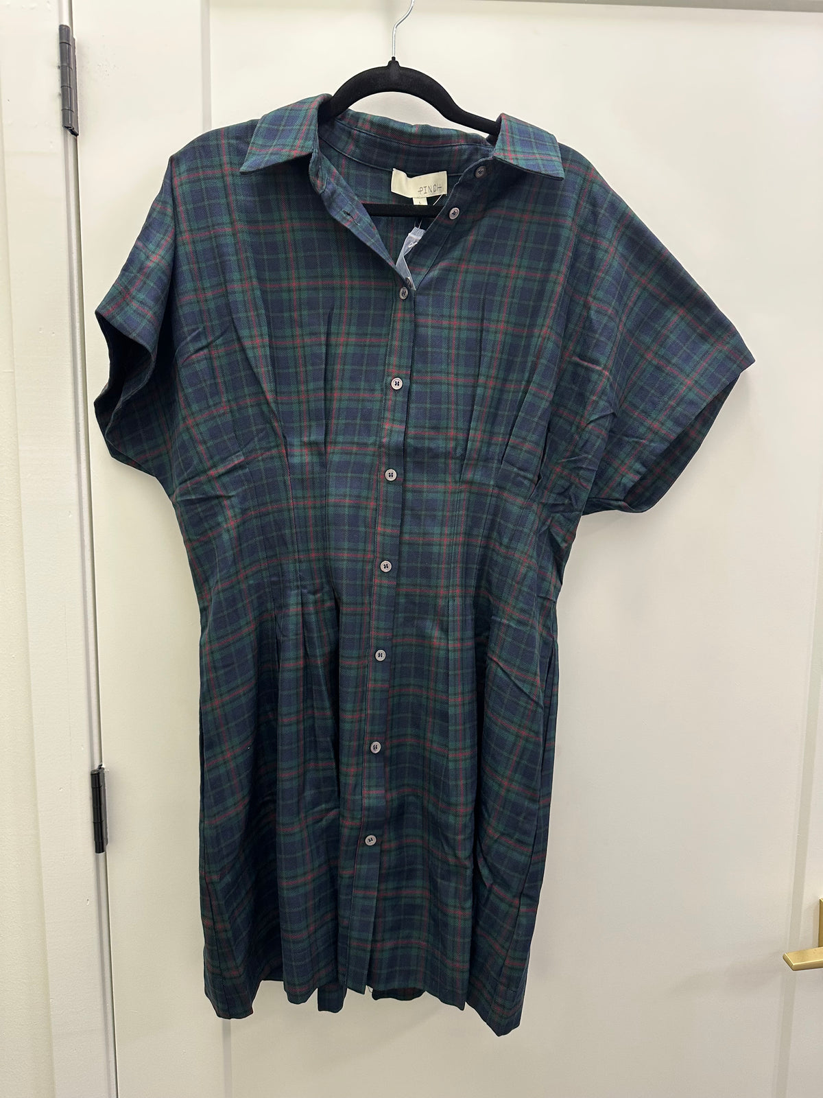 Navy plaid mini dress