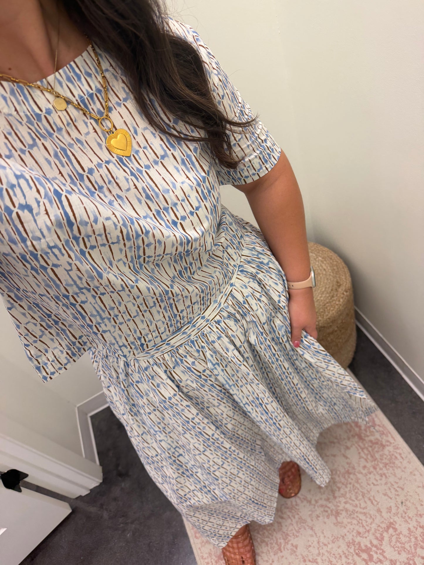 Blue/brown skirt set
