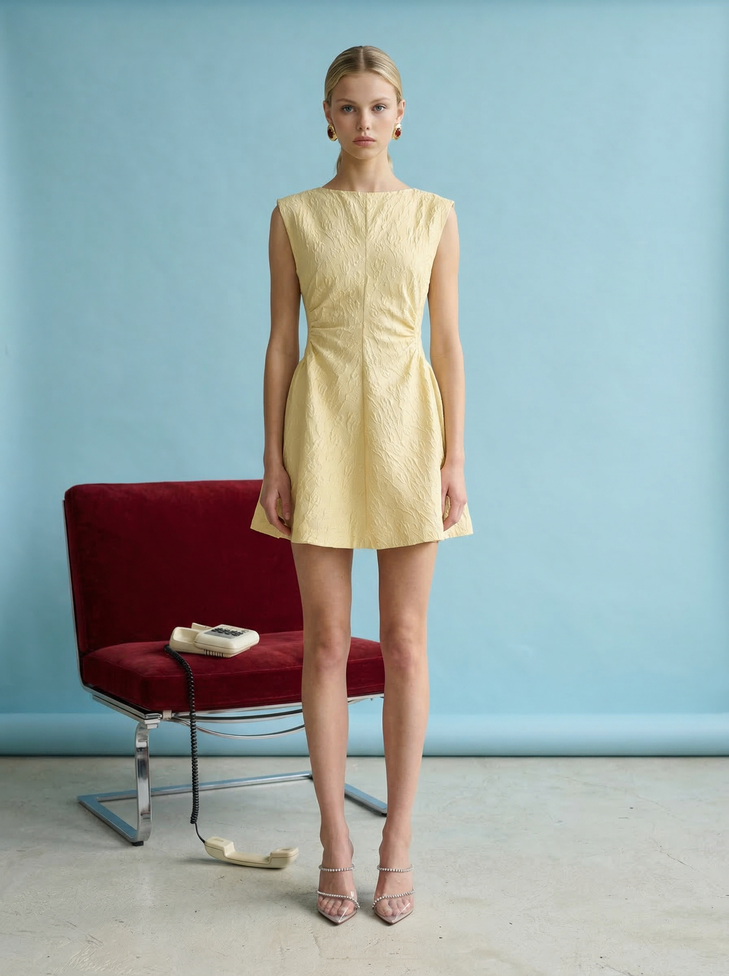 Textured Sleeveless A-Line Dress