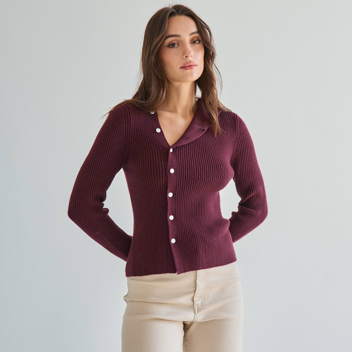 Asymmetrical button sweater