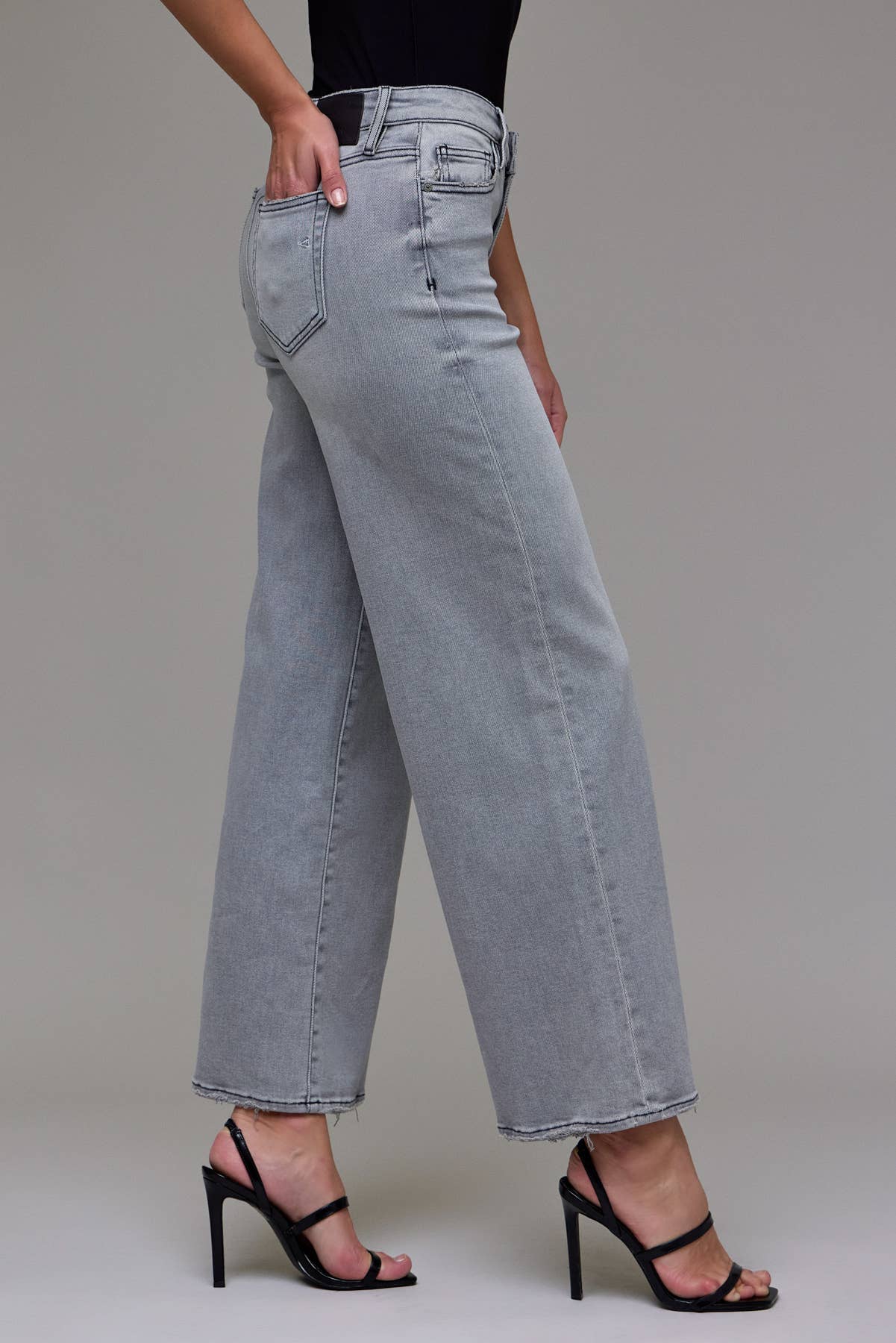 Light Grey Clean Stretch Mid Rise Extra Wide leg