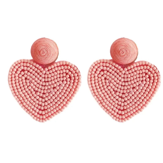 Pink heart beaded earring