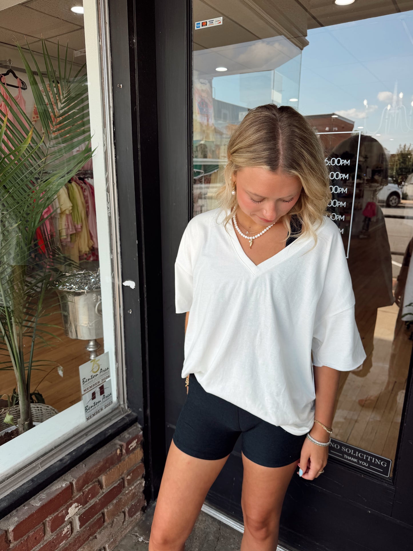 better than ever oversized vneck tee white BEYOND YOGA