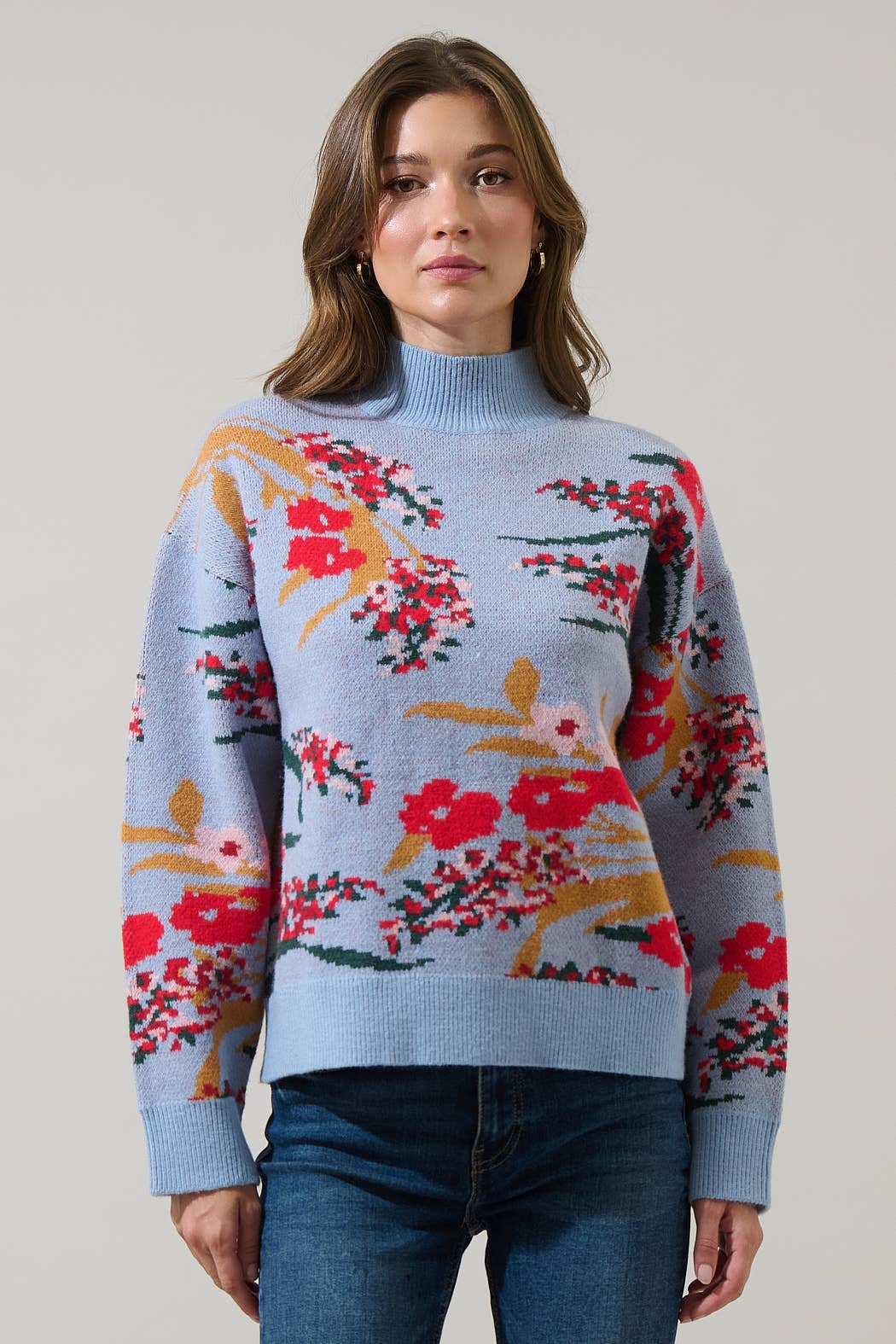 Fifi Floral Mock Neck Sweater