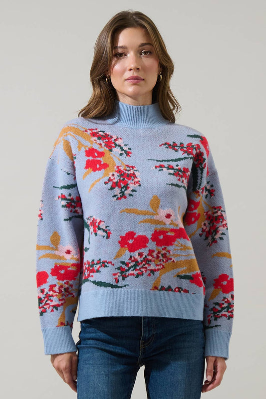 Fifi Floral Mock Neck Sweater