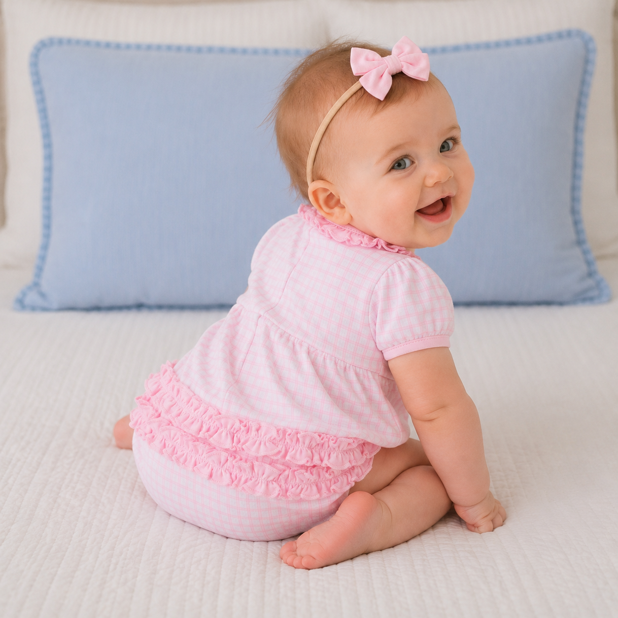 Puppy Playtime Applique Ruffle Bubble - Pink