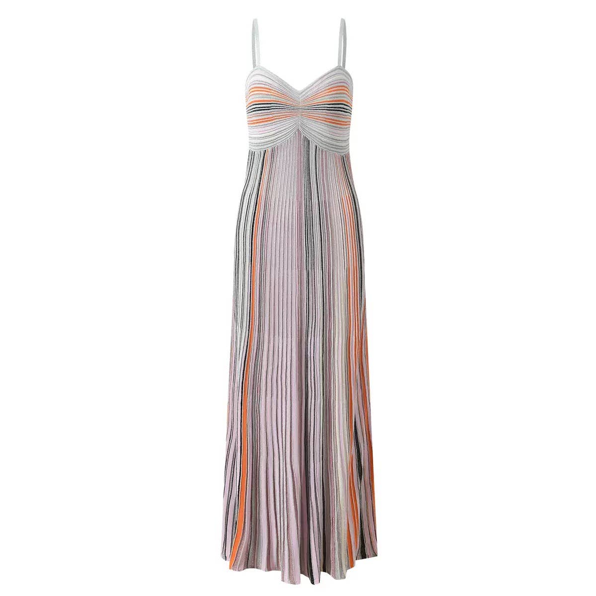 DR612 Summer Retro Knitted Dress with Striped Contrast