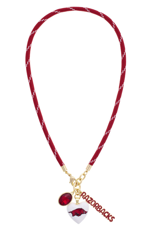 Arkansas Razorbacks Logo Heart Paracord Necklace