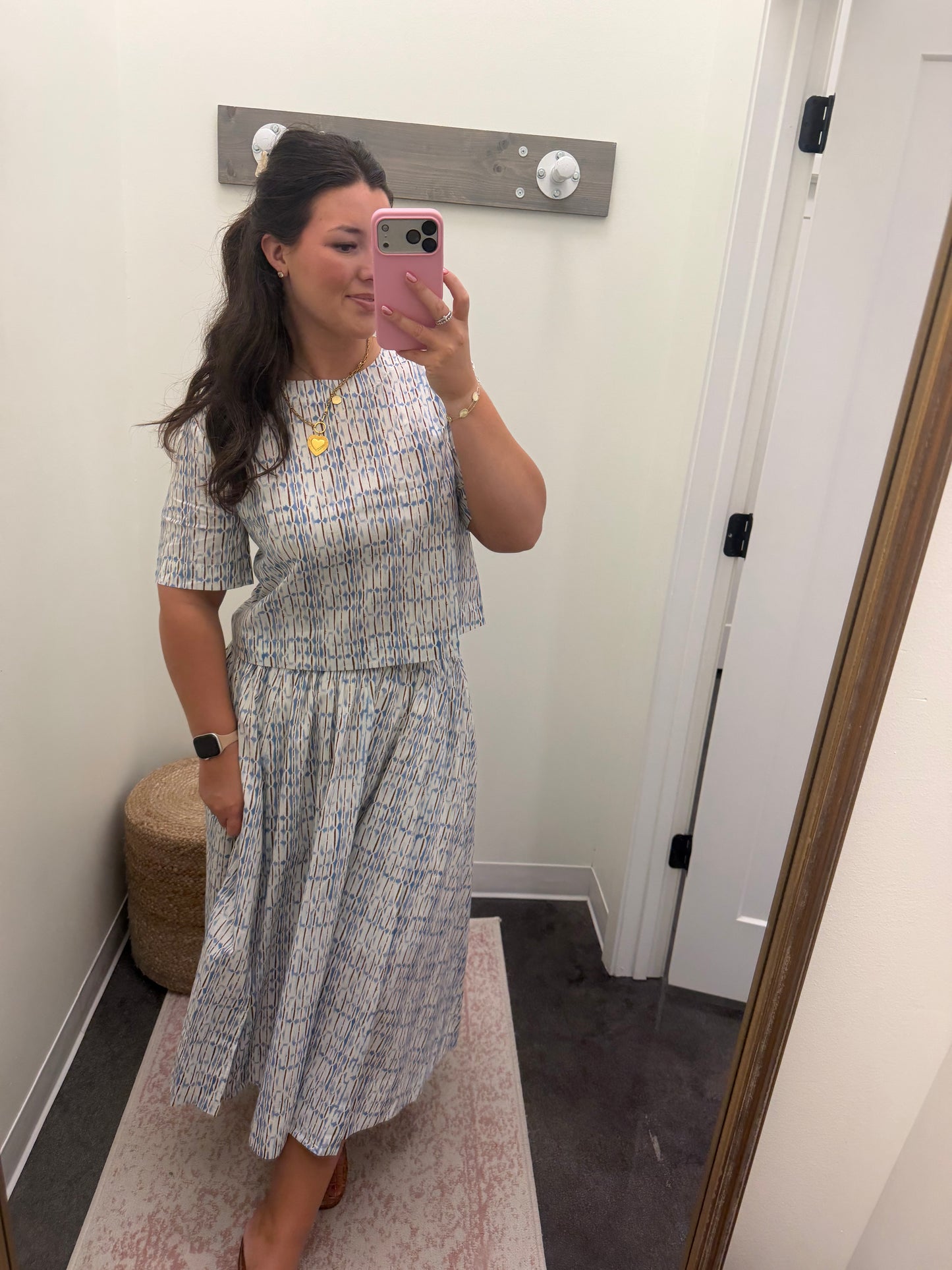 Blue/brown skirt set