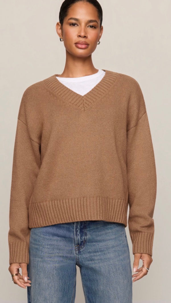 Cloud Spun V Neck Sweater Golden Caramel - Z Supply