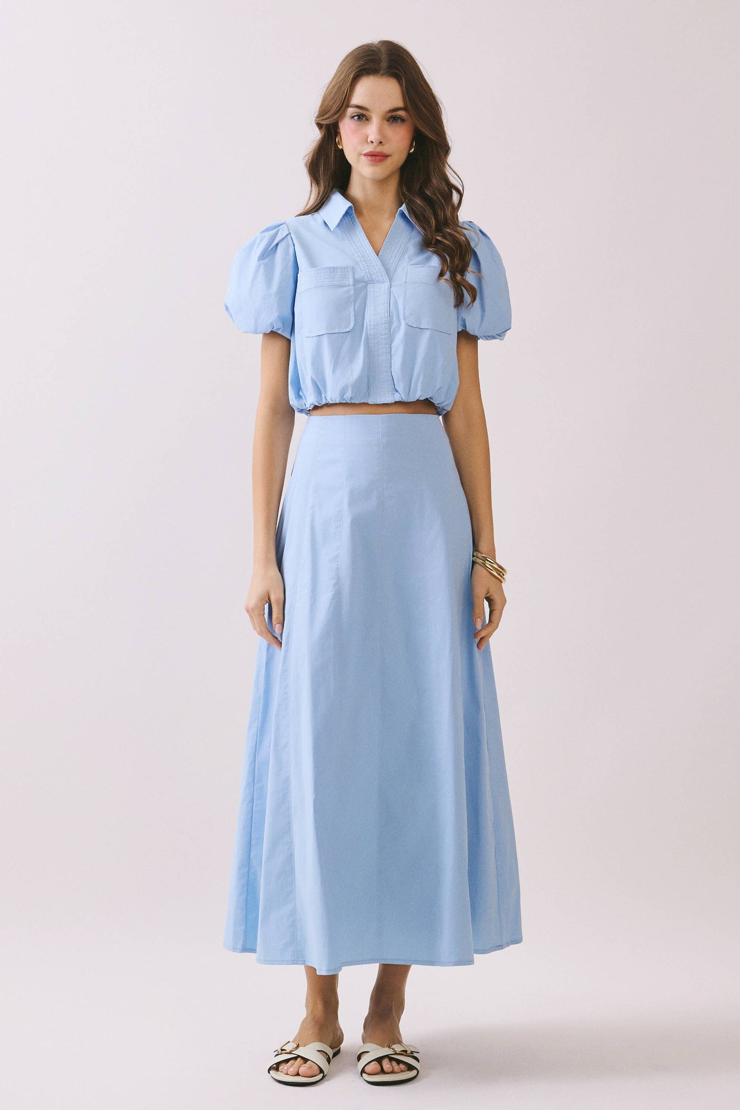 Contrast Topstitching Detail Maxi Skirt (skirt only)