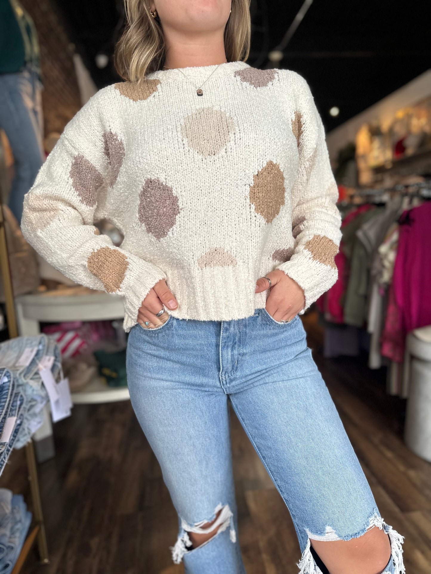 Cream Combo Sweater