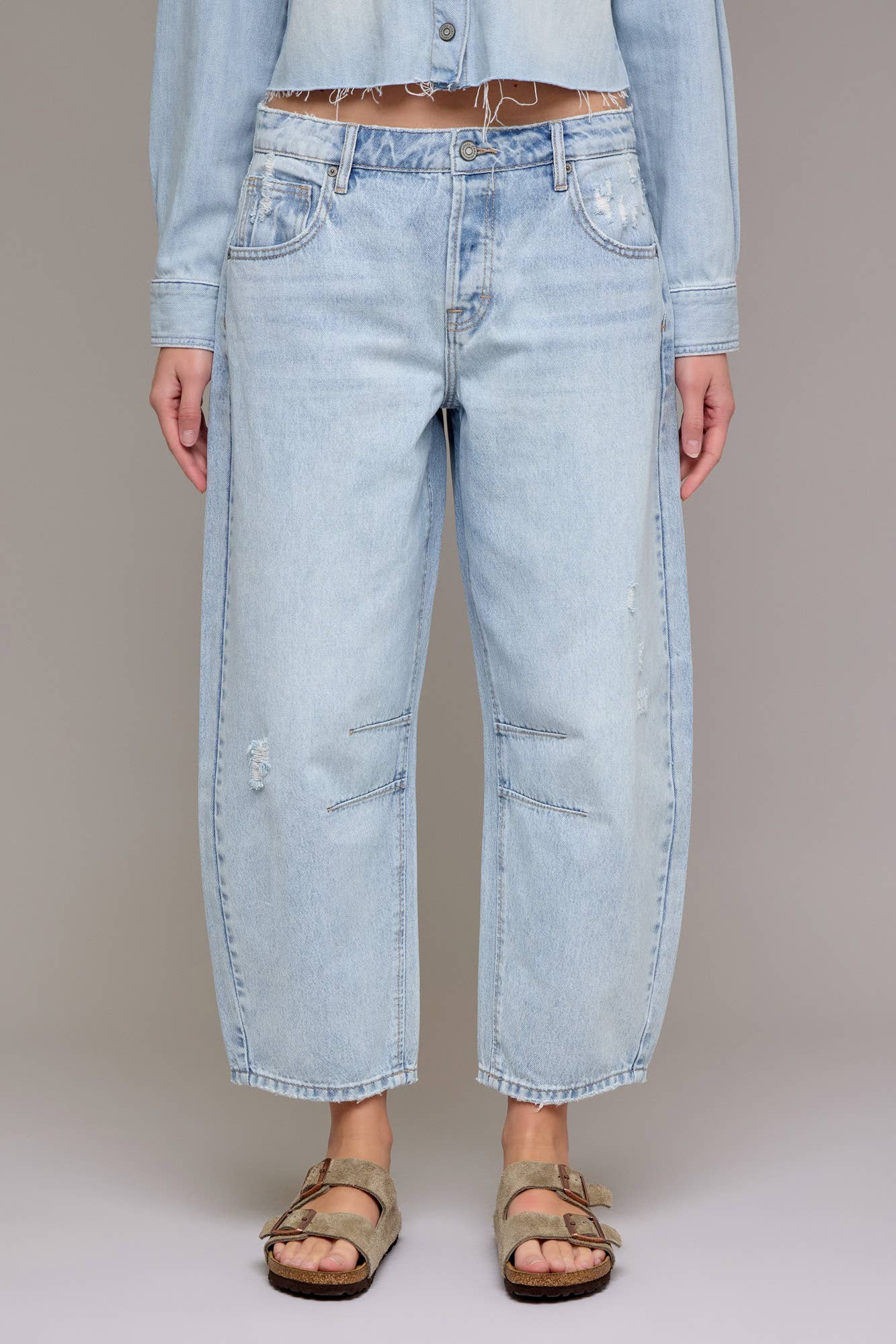 Light Wash 25" Inseam Crop Barrel Fit