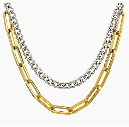 Stacked Two Tone Necklace- HJane