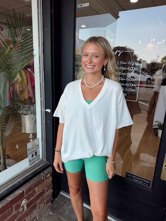better than ever oversized vneck tee white BEYOND YOGA