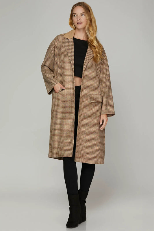 Revival Check Long Blazer